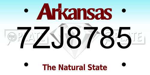 7ZJ8785 Arkansas License Plate