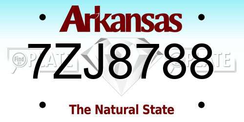 7ZJ8788 Arkansas License Plate
