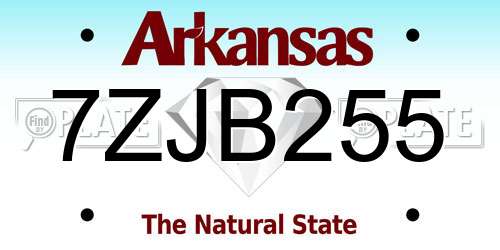 7ZJB255 Arkansas License Plate