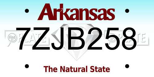 7ZJB258 Arkansas License Plate