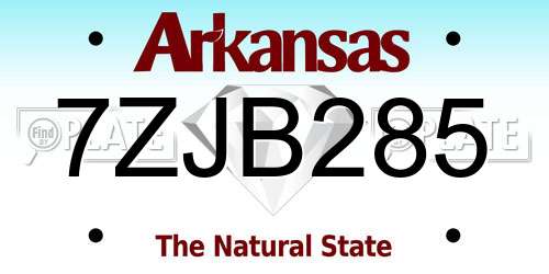 7ZJB285 Arkansas License Plate
