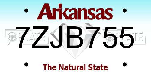 7ZJB755 Arkansas License Plate