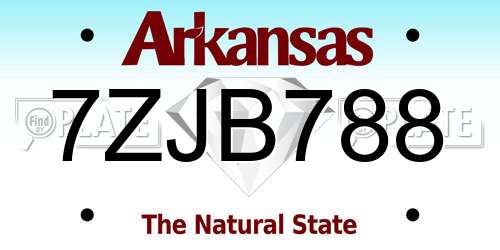 7ZJB788 Arkansas License Plate