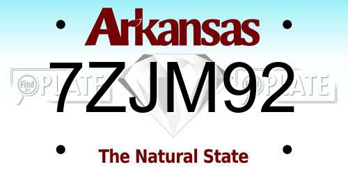 7ZJM92 Arkansas License Plate