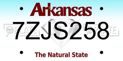 7ZJS258 Arkansas License Plate