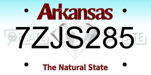 7ZJS285 Arkansas License Plate