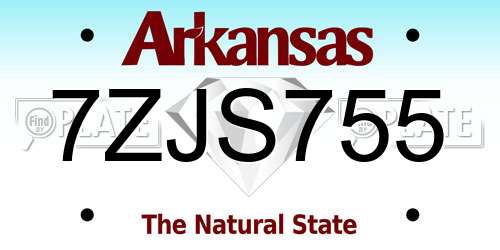 7ZJS755 Arkansas License Plate