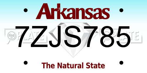 7ZJS785 Arkansas License Plate
