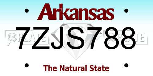 7ZJS788 Arkansas License Plate