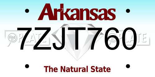 7ZJT760 Arkansas License Plate