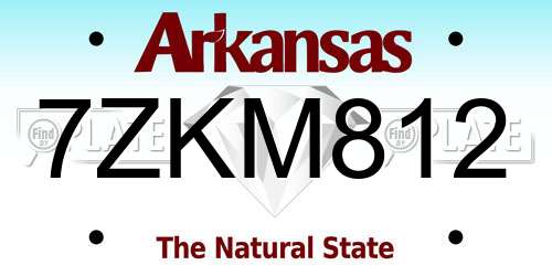 7ZKM812 Arkansas License Plate