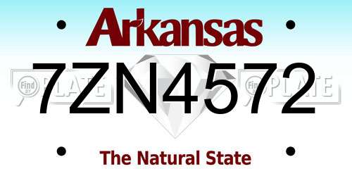 7ZN4572 Arkansas License Plate
