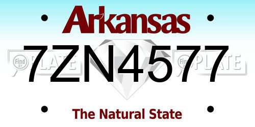 7ZN4577 Arkansas License Plate
