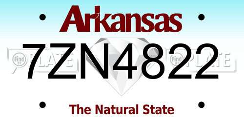 7ZN4822 Arkansas License Plate