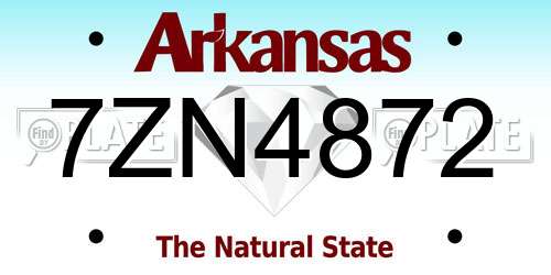 7ZN4872 Arkansas License Plate