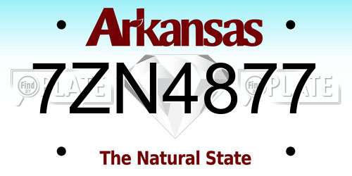 7ZN4877 Arkansas License Plate