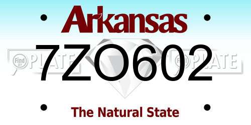 7ZO602 Arkansas License Plate