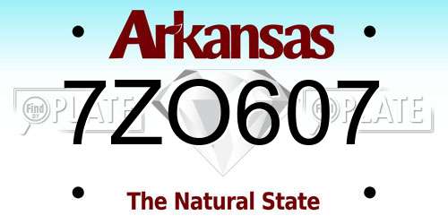 7ZO607 Arkansas License Plate
