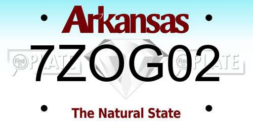 7ZOG02 Arkansas License Plate