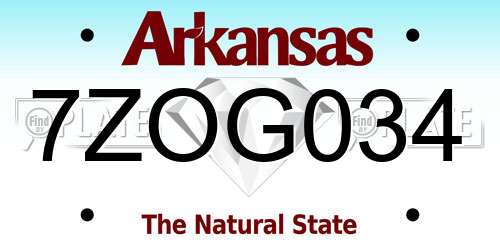 7ZOG034 Arkansas License Plate
