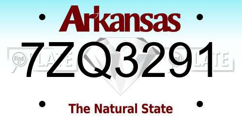 7ZQ3291 Arkansas License Plate