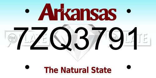 7ZQ3791 Arkansas License Plate