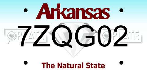 7ZQG02 Arkansas License Plate