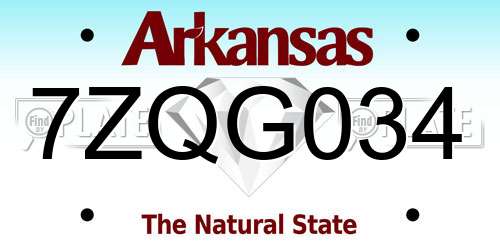 7ZQG034 Arkansas License Plate