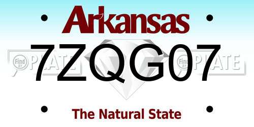 7ZQG07 Arkansas License Plate