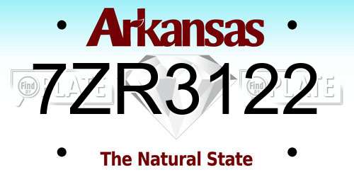 7ZR3122 Arkansas License Plate