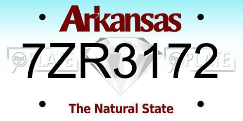 7ZR3172 Arkansas License Plate