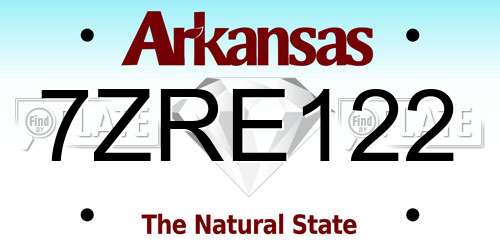 7ZRE122 Arkansas License Plate