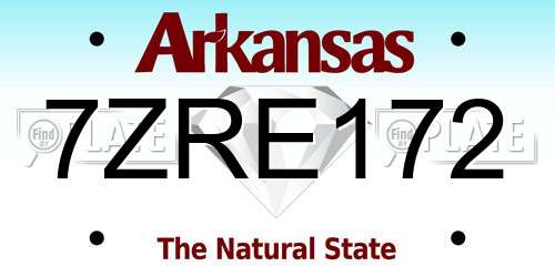 7ZRE172 Arkansas License Plate
