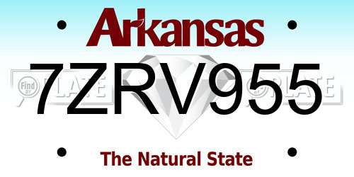 7ZRV955 Arkansas License Plate