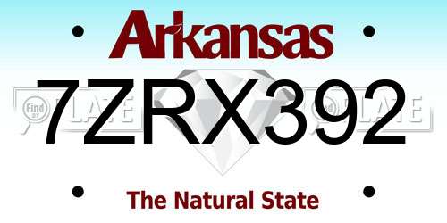 7ZRX392 Arkansas License Plate