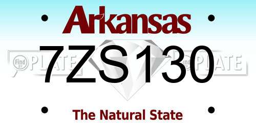 7ZS130 Arkansas License Plate