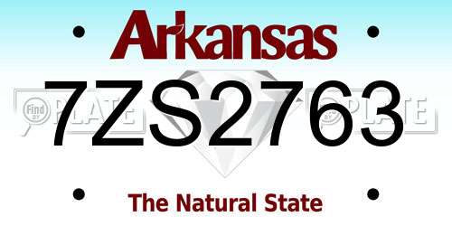 7ZS2763 Arkansas License Plate