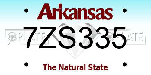 7ZS335 Arkansas License Plate