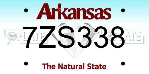 7ZS338 Arkansas License Plate