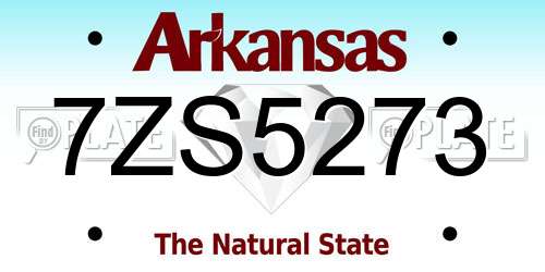 7ZS5273 Arkansas License Plate