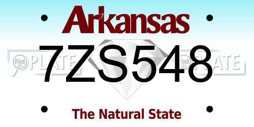 7ZS548 Arkansas License Plate
