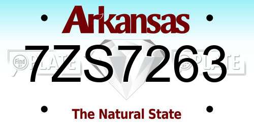 7ZS7263 Arkansas License Plate