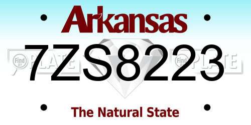 7ZS8223 Arkansas License Plate