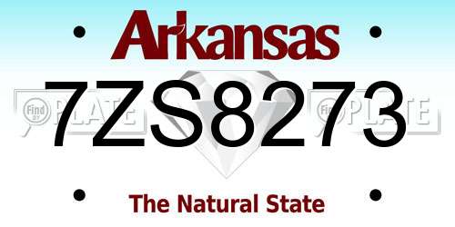 7ZS8273 Arkansas License Plate