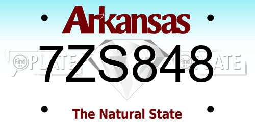 7ZS848 Arkansas License Plate
