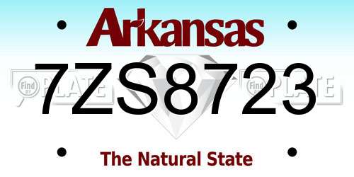 7ZS8723 Arkansas License Plate