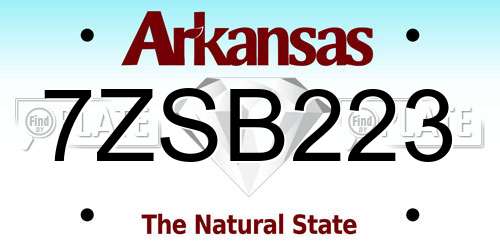 7ZSB223 Arkansas License Plate