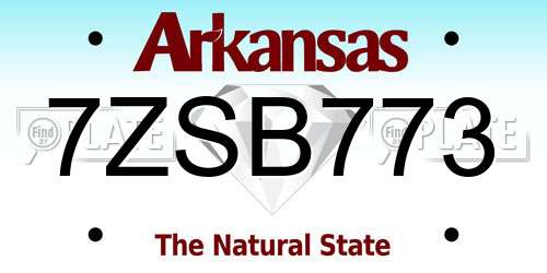 7ZSB773 Arkansas License Plate
