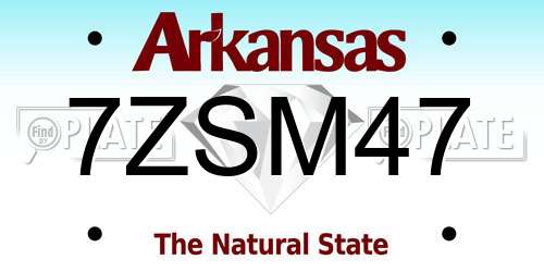 7ZSM47 Arkansas License Plate