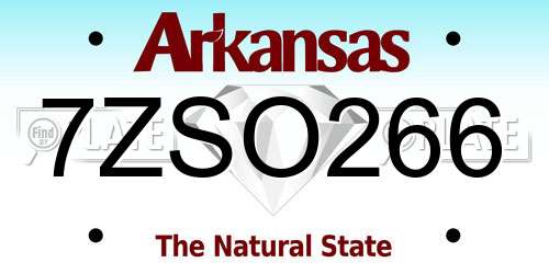 7ZSO266 Arkansas License Plate
